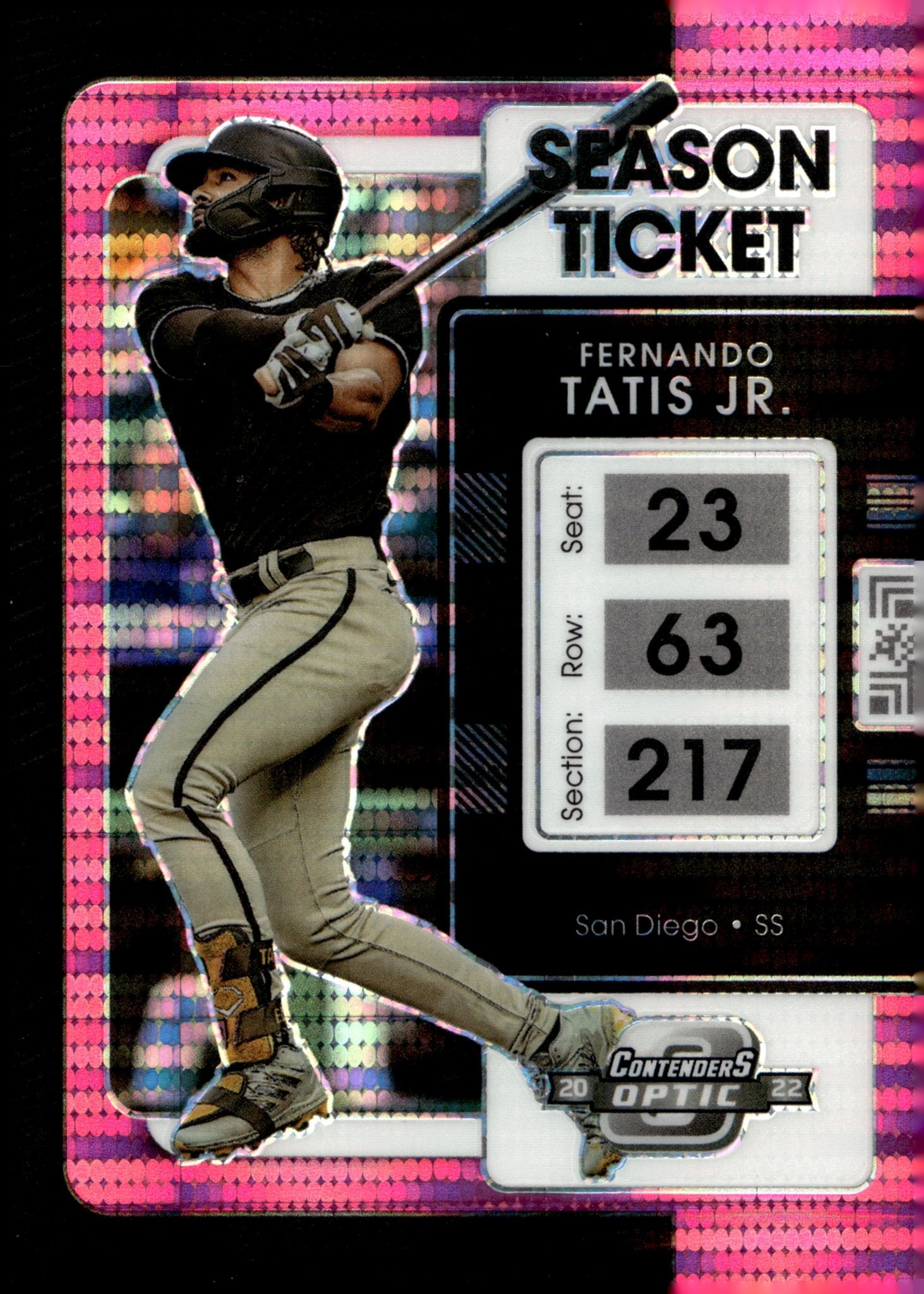 Fernando Tatis Jr. 2022 Chronicles Contenders Optic Season Pink Pulsar Prizm 23 - Collector Store LLC