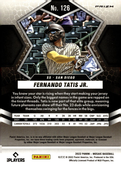 Fernando Tatis Jr. 2022 Panini Mosaic Blue Camo Prizm 126 - Collector Store LLC