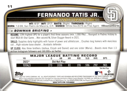 Fernando Tatis Jr. 2023 Bowman 11 - Collector Store LLC