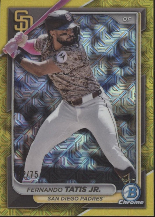 Fernando Tatis Jr. 2024 Bowman Chrome Yellow Mojo Refractor 42/75 #92 - Collector Store LLC