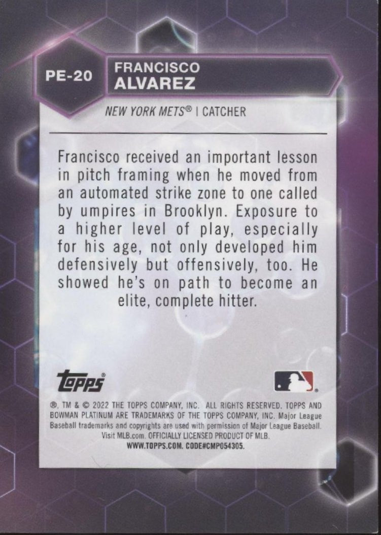 Francisco Alvarez 2022 Bowman Platinum Green Foil 87/99 #PE - 20 - Collector Store LLC