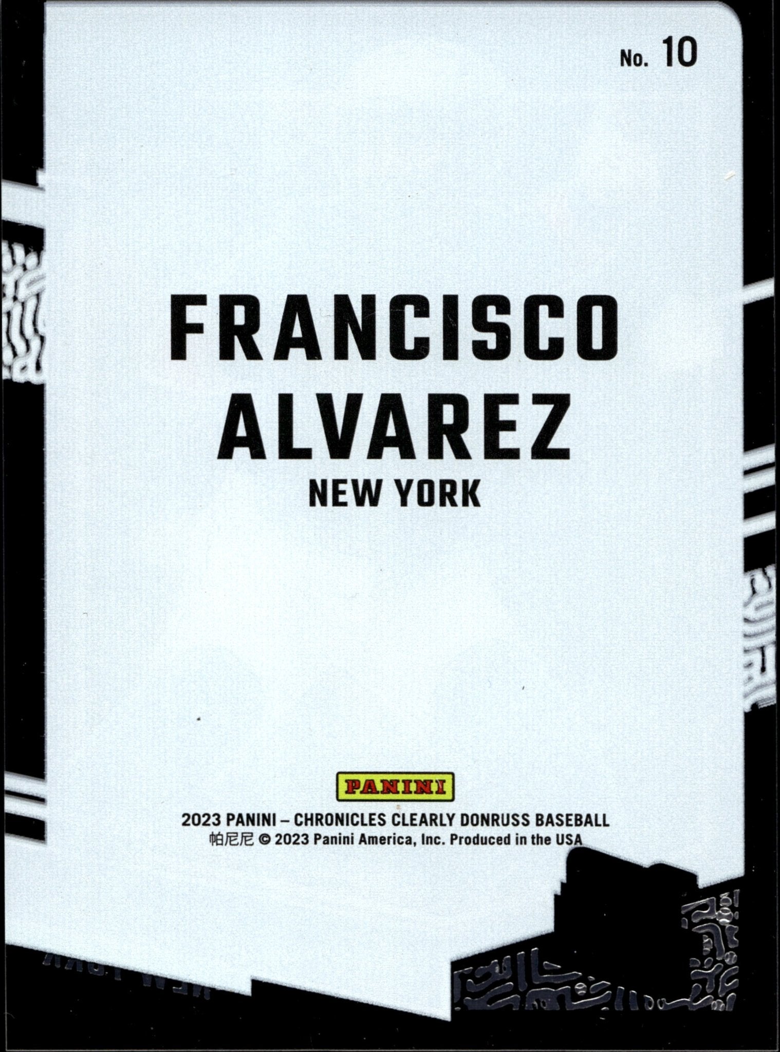 Francisco Alvarez 2023 Panini Chronicles Clearly Donruss Rated Rookie RC #10 - Collector Store LLC