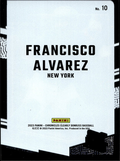 Francisco Alvarez 2023 Panini Chronicles Clearly Donruss Rated Rookie RC #10 - Collector Store LLC