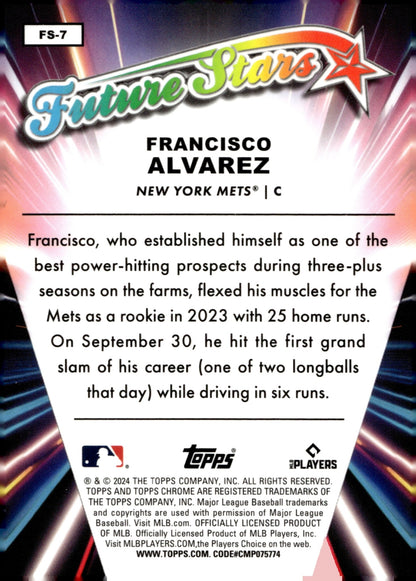 Francisco Alvarez 2024 Topps Chrome Future Stars Refractor FS - 7 - Collector Store LLC