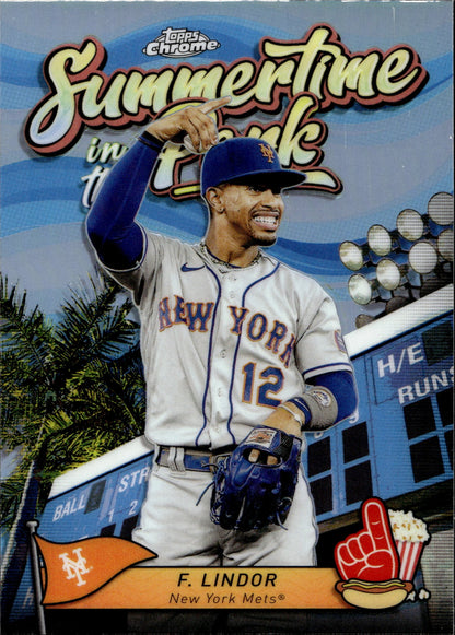 Francisco Lindor 2024 Topps Chrome Summertime in the Park Refractor #SITP - 2 - Collector Store LLC