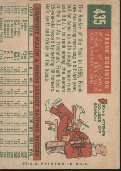 Frank Robinson 1959 Topps #435 Cincinnati Redlegs VG - Collector Store LLC