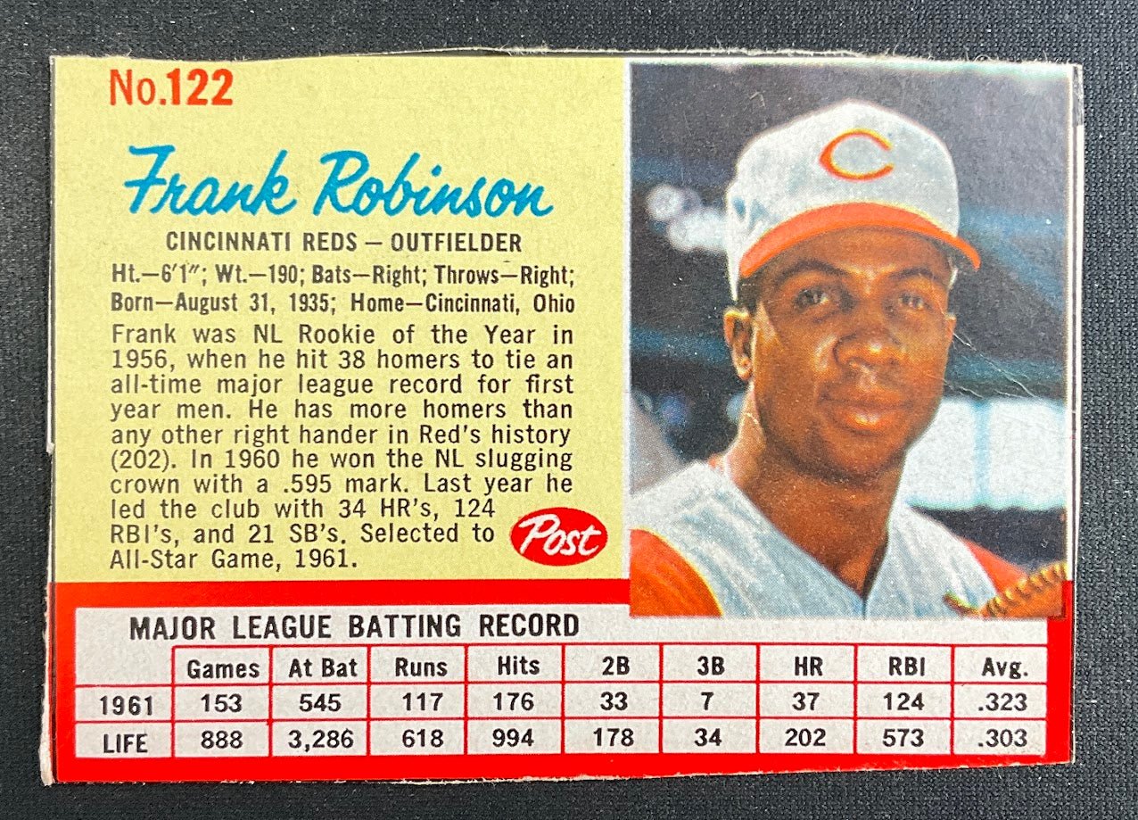 Frank Robinson 1962 Post Handcut #122 Cincinnati Reds GD Marked - Collector Store LLC