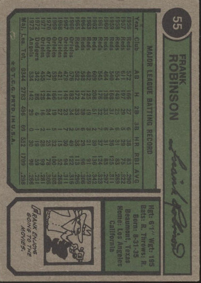 Frank Robinson 1974 Topps #55 California Angels VG - EX - Collector Store LLC