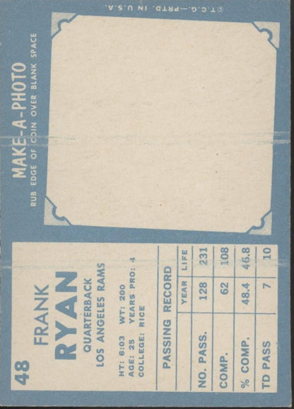 Frank Ryan 1961 Topps #48 Los Angeles Rams VG - EX Marked - Collector Store LLC