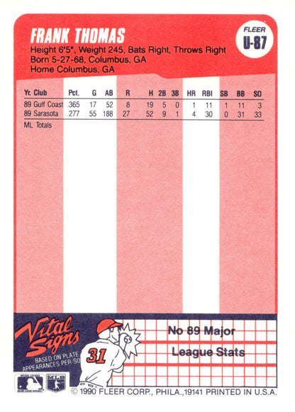 Frank Thomas 1990 Fleer Update #U - 87 - Collector Store LLC