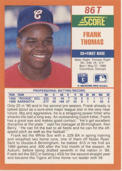 Frank Thomas 1990 Score Traded #86T - Collector Store LLC