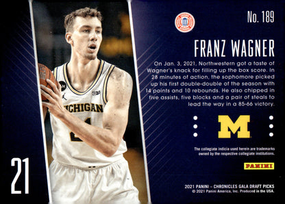 Franz Wagner 2021 Panini Chronicles Gala Draft Picks RC #189 - Collector Store LLC