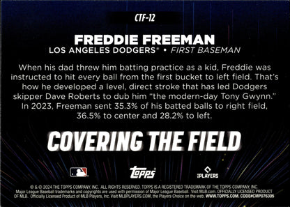 Freddie Freeman 2024 Topps Series 2 Covering the Field CTF - 12 - Collector Store LLC