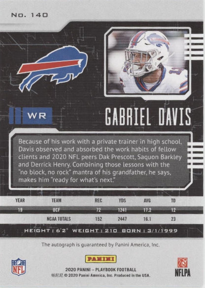 Gabriel Davis 2020 Panini Playbook RC Auto 02/25 #140 - Collector Store LLC