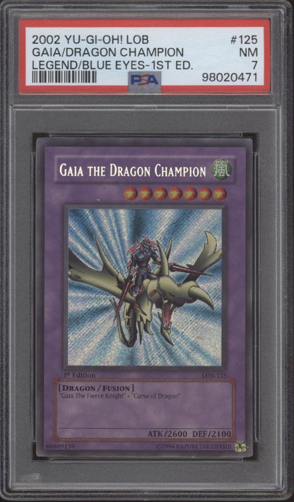 yugioh card gaia the dragon champion Gaia The Dragon Champion Yu-Gi-Oh! Legend of Blue Eyes 1st Edition #125 PSA 7