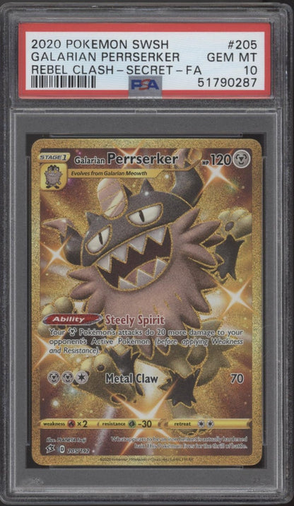 Galarian Perrserker Pokemon Rebel Class Full Art Secret #205 PSA 10 - Collector Store LLC