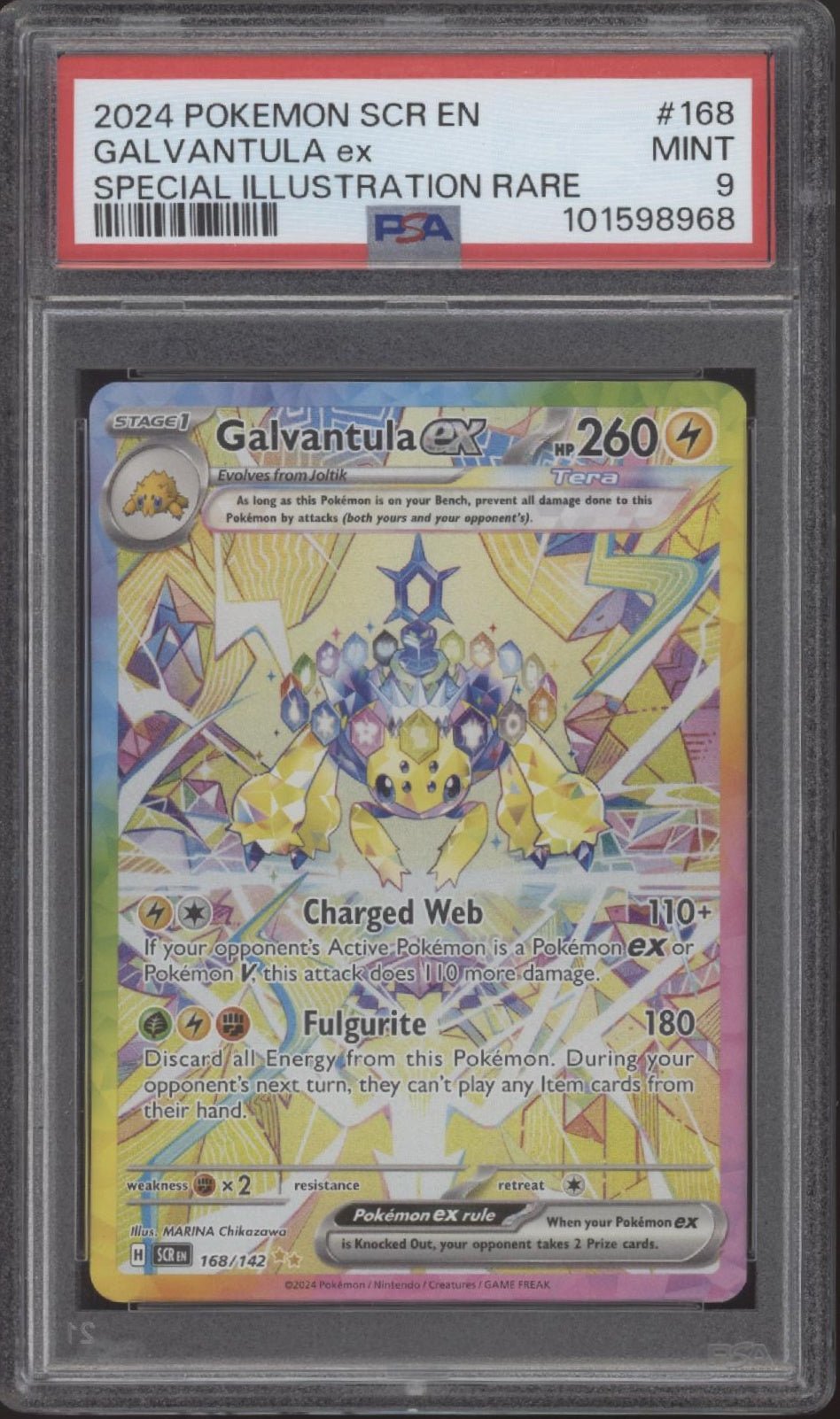 Galvantula ex Pokemon Stellar Crown Special Illustration Rare #168 PSA 9 - Collector Store LLC