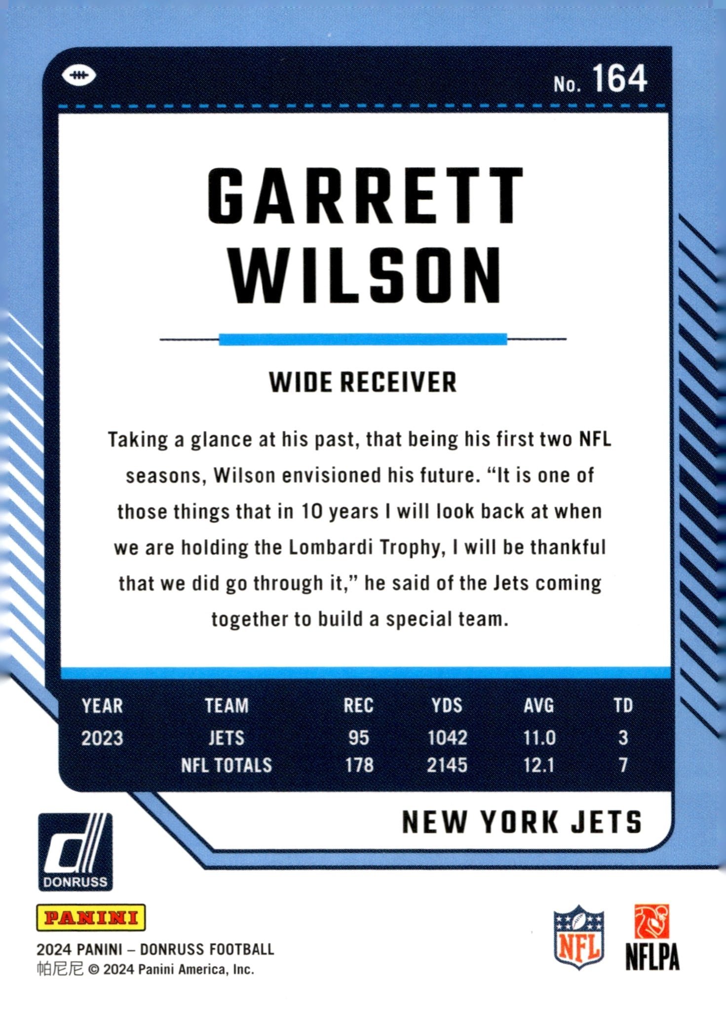 Garrett Wilson 2024 Panini Donruss Press Proof Purple #164 - Collector Store LLC