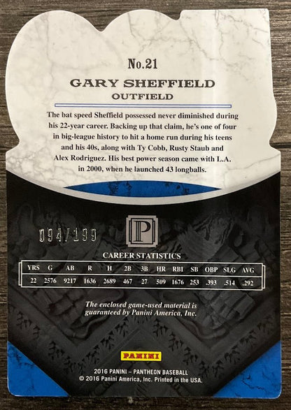 Gary Sheffield 2016 Panini Pantheon 500 Home Run Club Swatch 094/199 #21 - Collector Store LLC
