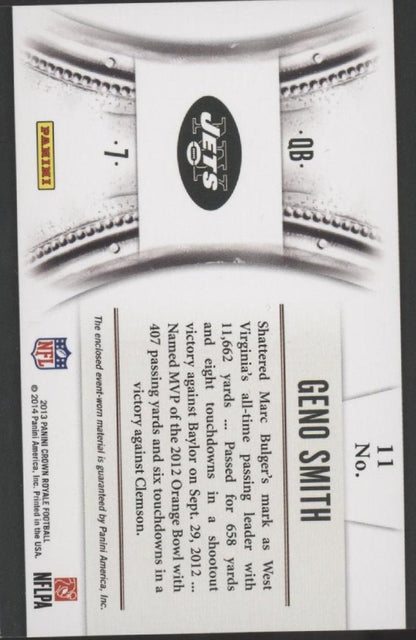 Geno Smith 2013 Panini Crown Royale Swatch RC 015/249 #11 - Collector Store LLC