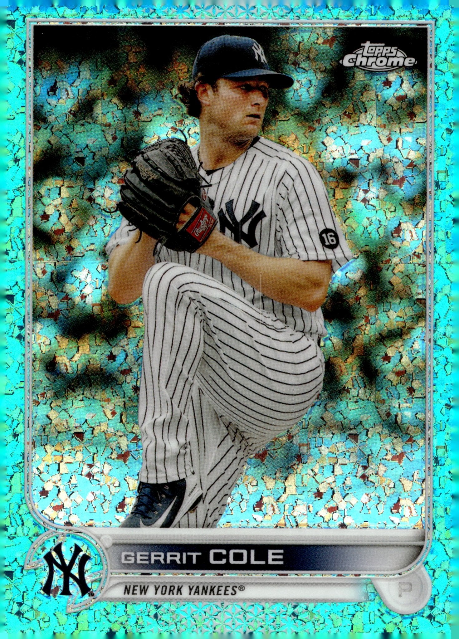 Gerrit Cole 2022 Topps Chrome Aqua Mini Diamond Refractor 120/199 #179 - Collector Store LLC