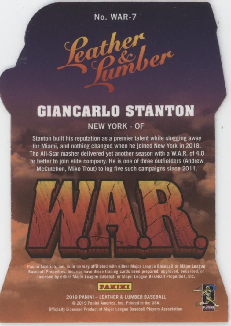 Giancarlo Stanton 2019 Panini Leather & Lumber Die - Cut W.A.R. #WAR - 7 - Collector Store LLC