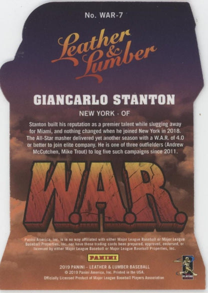 Giancarlo Stanton 2019 Panini Leather & Lumber Die - Cut W.A.R. #WAR - 7 - Collector Store LLC