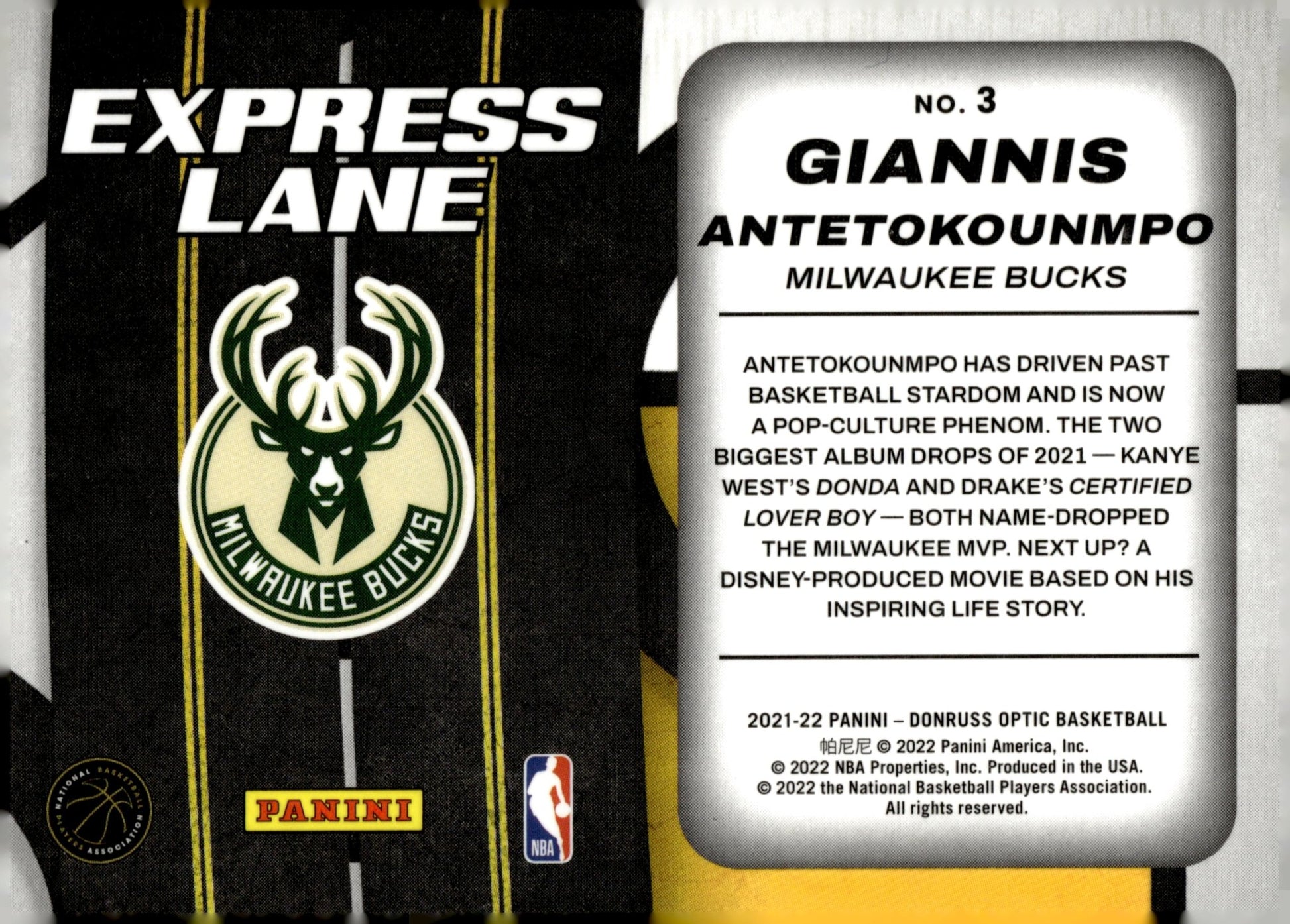 Giannis Antetokounmpo 2021 - 22 Panini Donruss Optic Express Lane #3 - Collector Store LLC