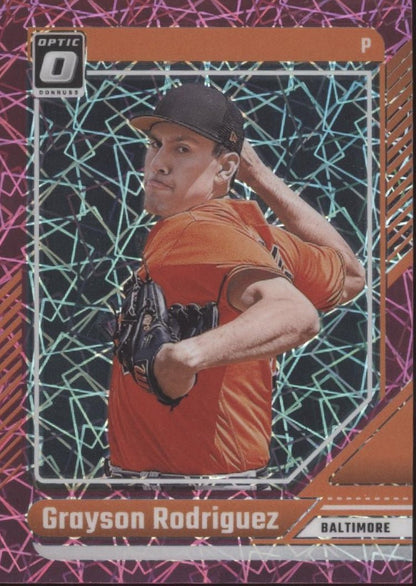 Grayson Rodriguez 2024 Panini Donruss Optic Pink Velocity Prizm 54/79 #62 - Collector Store LLC