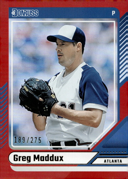 Greg Maddux 2024 Panini Donruss Red Holo 189/275 50 - Collector Store LLC