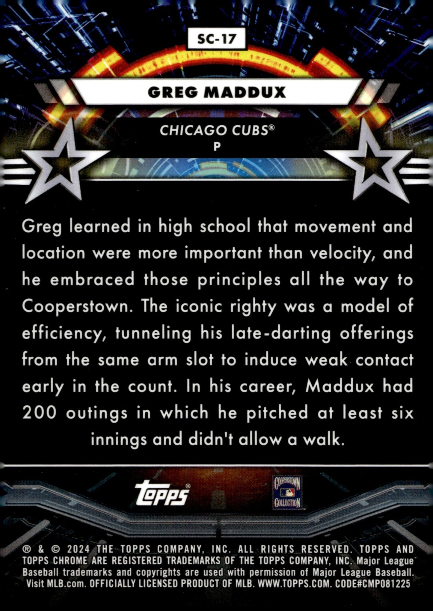 Greg Maddux 2024 Topps Chrome Cosmic Star Command Refractor SC - 17 - Collector Store LLC