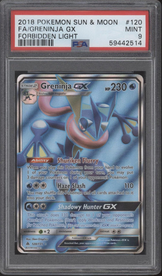 Greninja GX Pokemon Forbidden Light Full Art 120 PSA 9 - Collector Store LLC