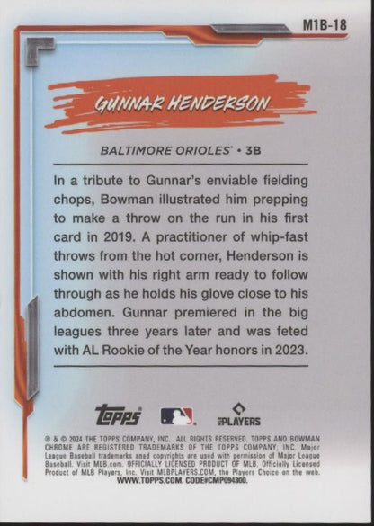 Gunnar Henderson 2024 Bowman Chrome My 1st Bowman Green Mojo Refractor 69/99 - Collector Store LLC