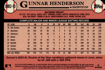Gunnar Henderson 2024 Topps 35th Anniversary 89B2 - 10 - Collector Store LLC