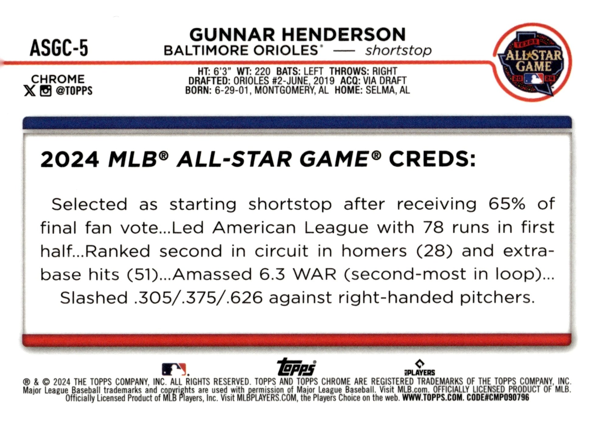 Gunnar Henderson 2024 Topps Chrome All Stag Game Refractor #ASGC - 5 #2 - Collector Store LLC