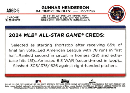 Gunnar Henderson 2024 Topps Chrome All Stag Game Refractor #ASGC - 5 #2 - Collector Store LLC