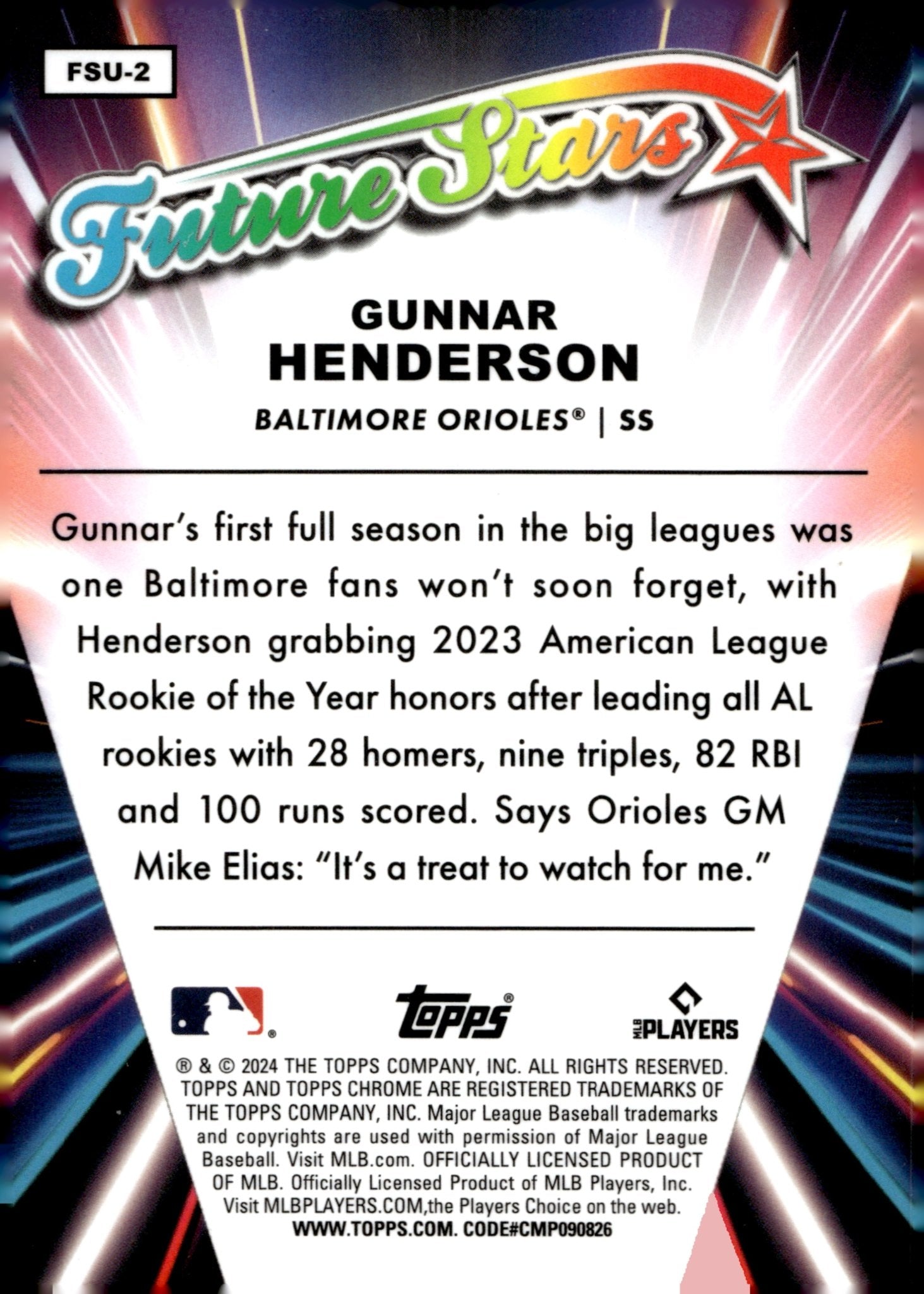 Gunnar Henderson 2024 Topps Chrome Future Stars Refractor #FSU - 2 #2 - Collector Store LLC