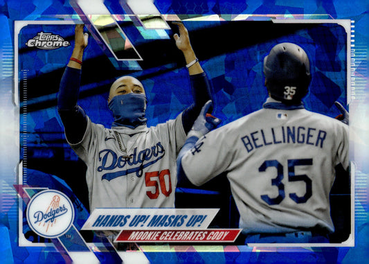 Hands Up! Masks Up! 2021 Topps Chrome Mookie Betts / Cody Bellinger Blue Ice - Collector Store LLC