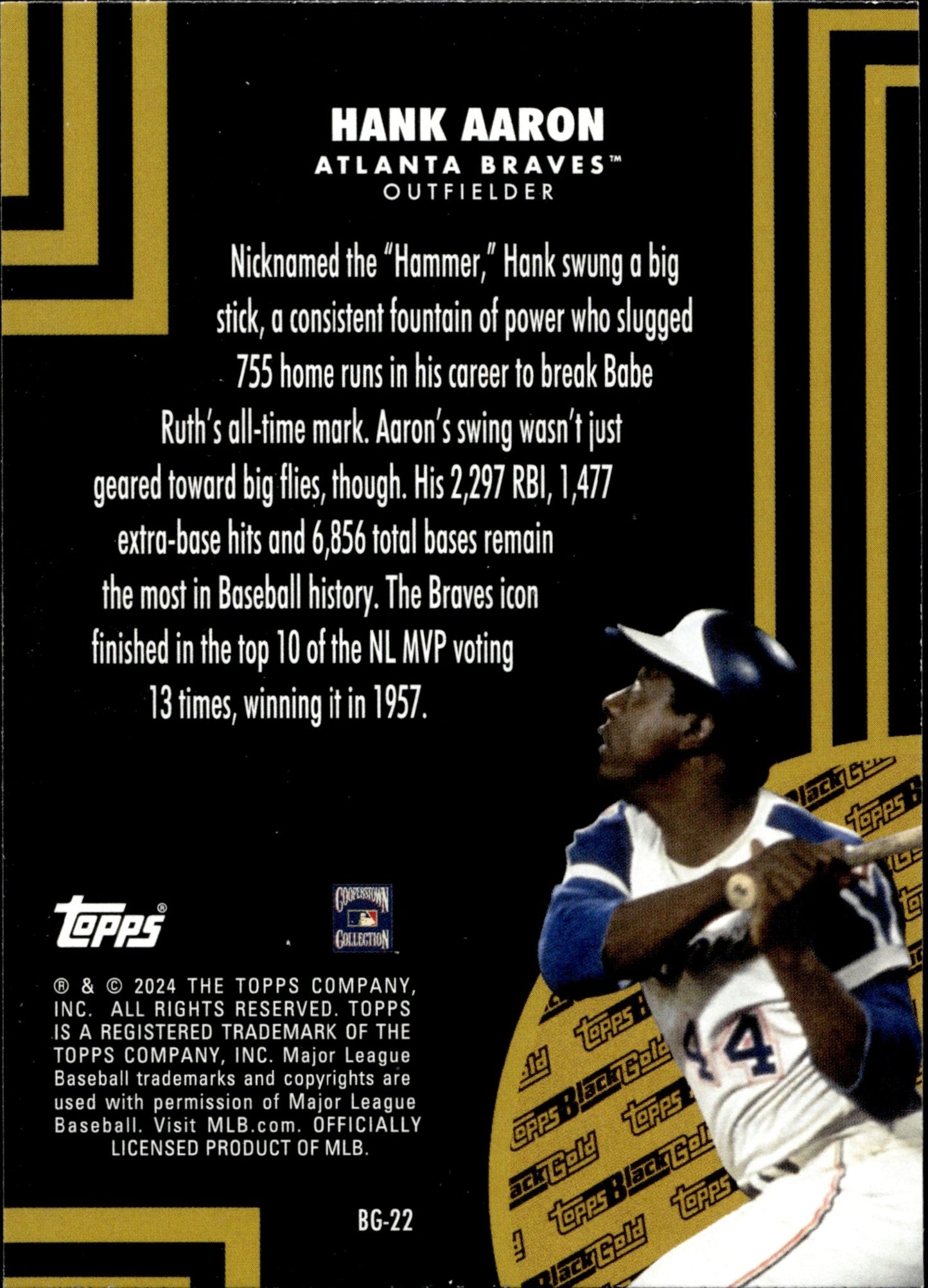 Hank Aaron 2024 Topps Black Gold #BG - 22 - Collector Store LLC