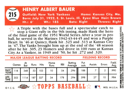 Hank Bauer 2002 Topps Chrome Reprint 215 - Collector Store LLC