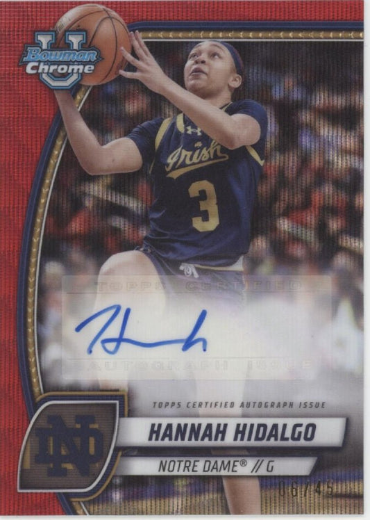 Hannah Hidalgo 2024 - 25 Bowman Chrome University Red Wave Refractor Auto 06/45 - Collector Store LLC