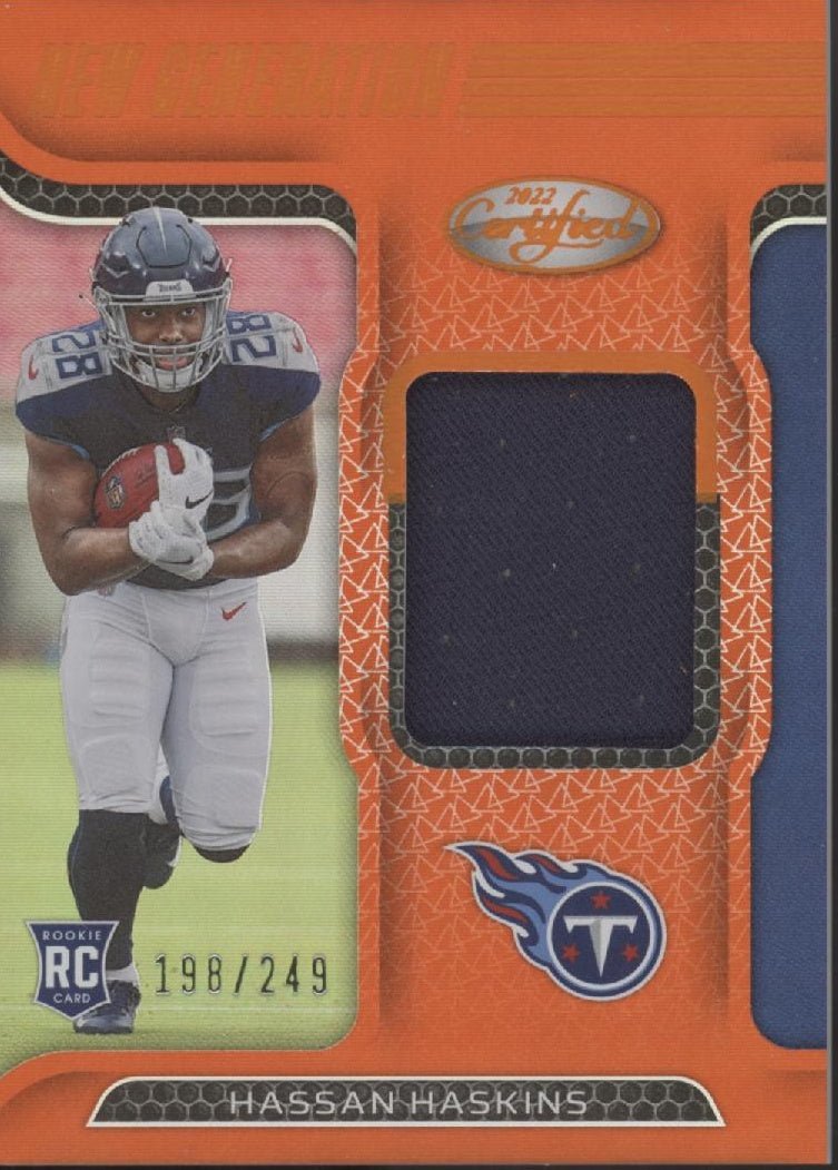 Hassan Haskins 2022 Panini Certified New Generation Orange Swatch RC 198/249 - Collector Store LLC