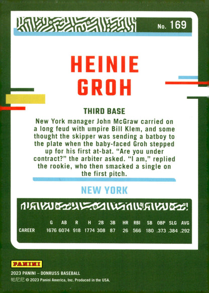 Heinie Groh 2023 Panini Donruss Holo 098/379 169 - Collector Store LLC