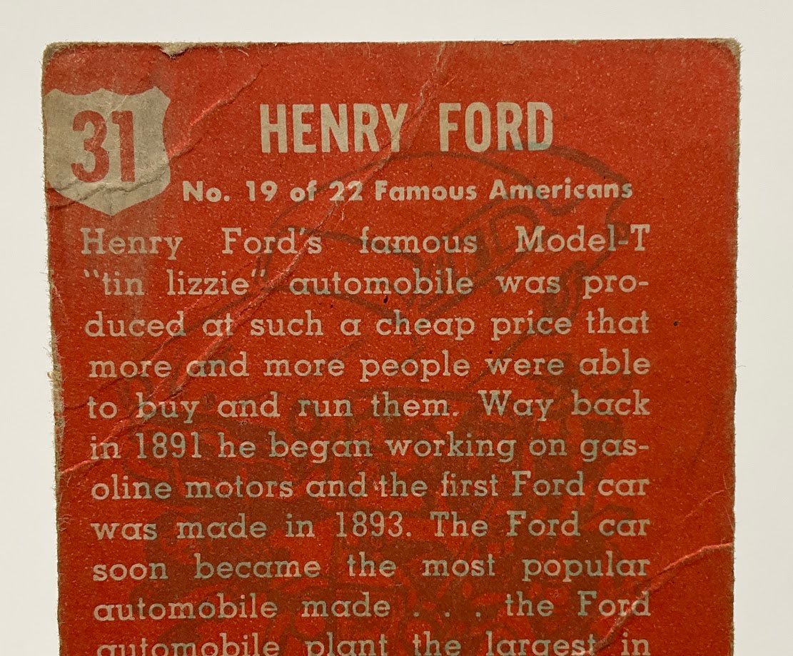 Henry Ford 1952 Topps Look 'n See #31 PR - Collector Store LLC