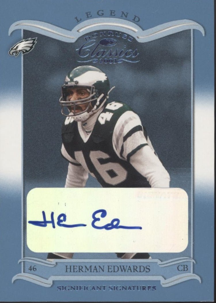 Herman Edwards 2003 Donruss Classics Legend Blue Auto 037/150 #118 - Collector Store LLC