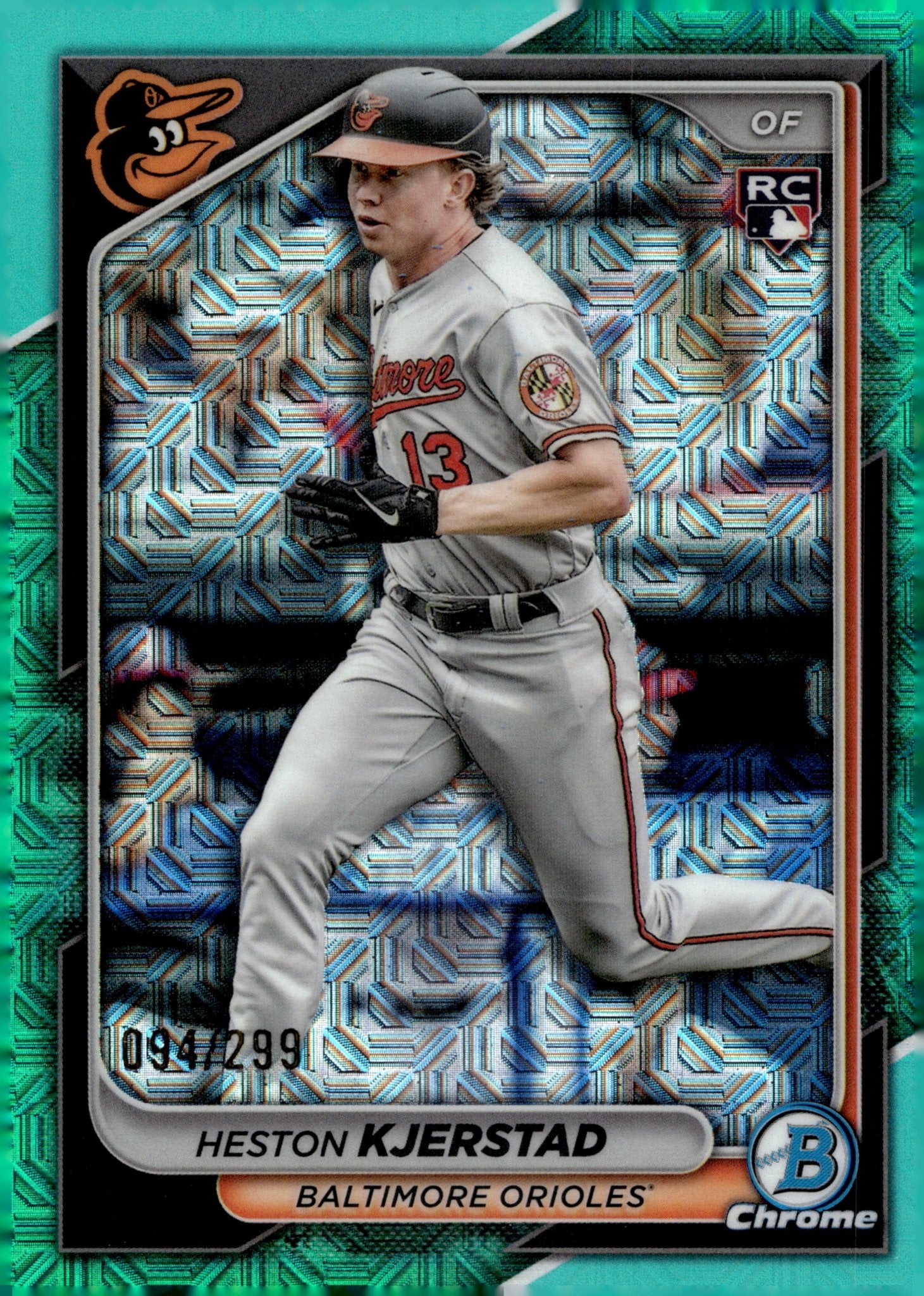 Heston Kjerstad 2024 Bowman Chrome Aqua Mojo Refractor RC 094/299 #44 - Collector Store LLC