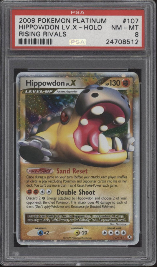 Hippowdon LV X Pokemon Rising Rivals Holo 107 PSA 8 - Collector Store LLC
