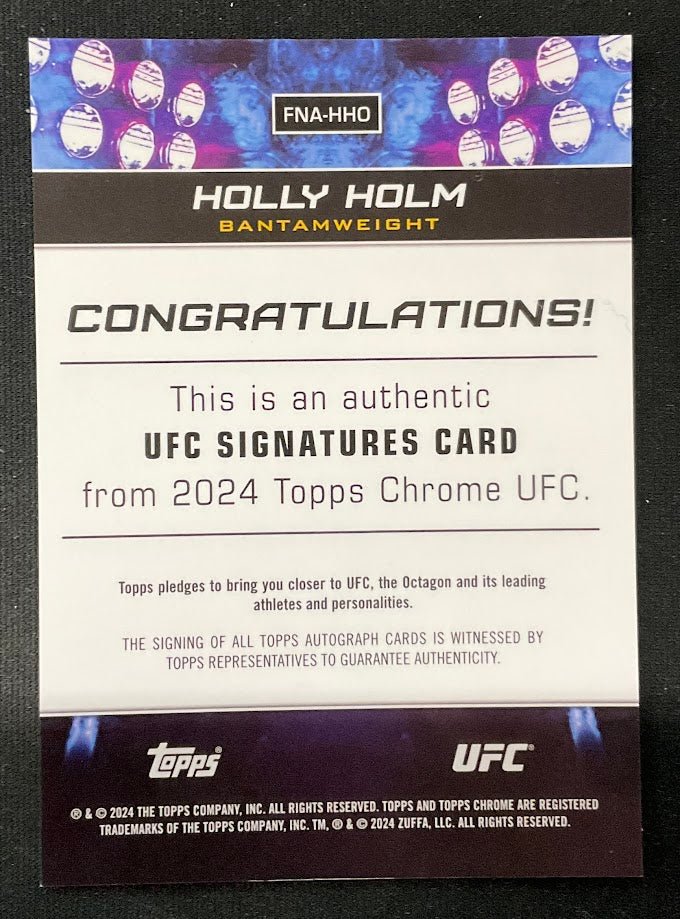 Holly Holm 2024 Topps Chrome Gold Refractor Auto 27/50 #FNA - HHO - Collector Store LLC