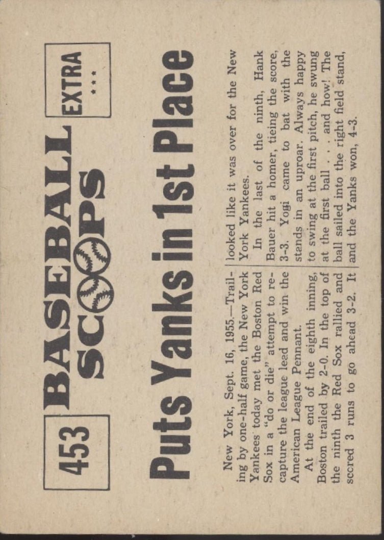 Homer by Yogi Berra Puts Yanks in 1st Place 1961 Nu - Cards #453 EX - Collector Store LLC