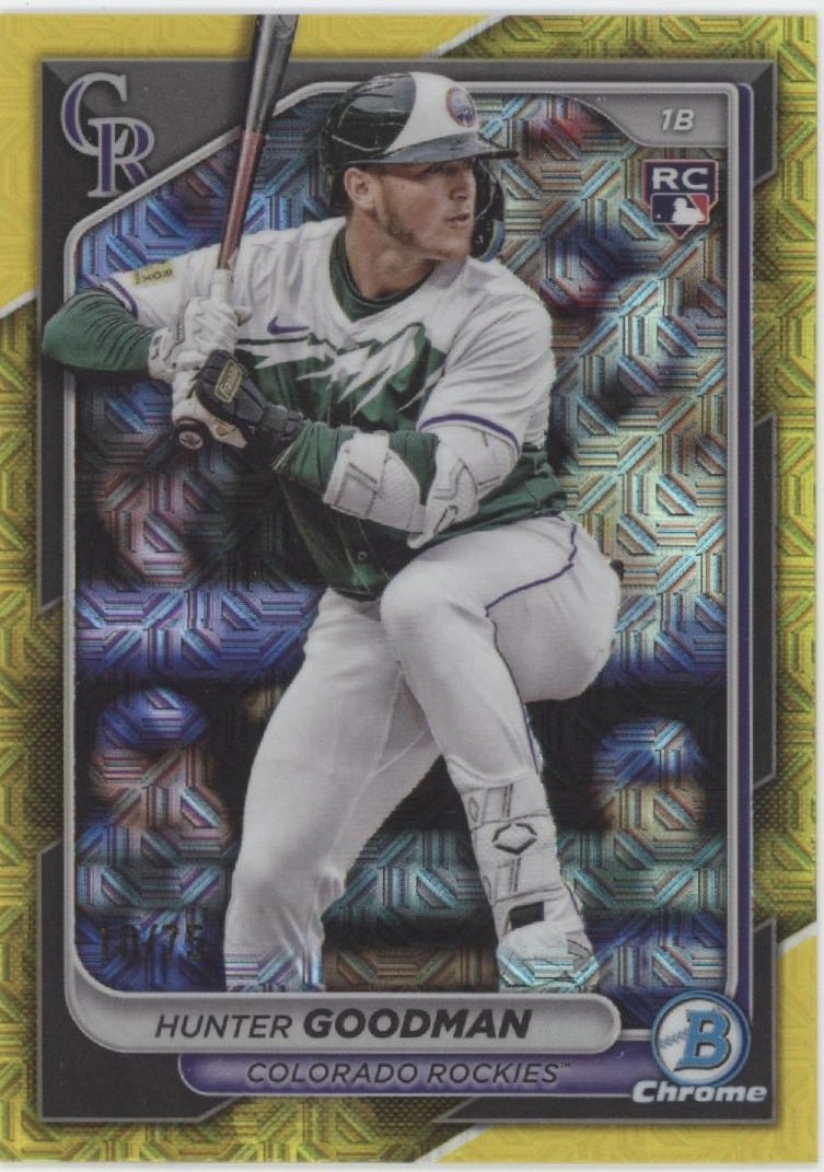 Hunter Goodman 2024 Bowman Chrome Yellow Mojo Refractor RC 10/75 #25 - Collector Store LLC